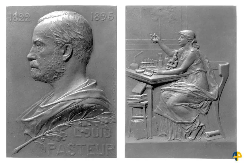 Georges-Henri Prud'Homme, Louis Pasteur, en 1910, plaquette uniface en bronze, H. 11,8 ; L. 8,4 cm., / DR