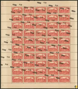 Variété surcharge oblique tenant à non surchargé en feuille - 148d (Y&T)