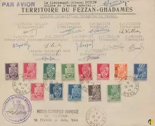 Aérophilatélie - Mission Scientifique française du fezzan du 18 février au 23 avril 1944