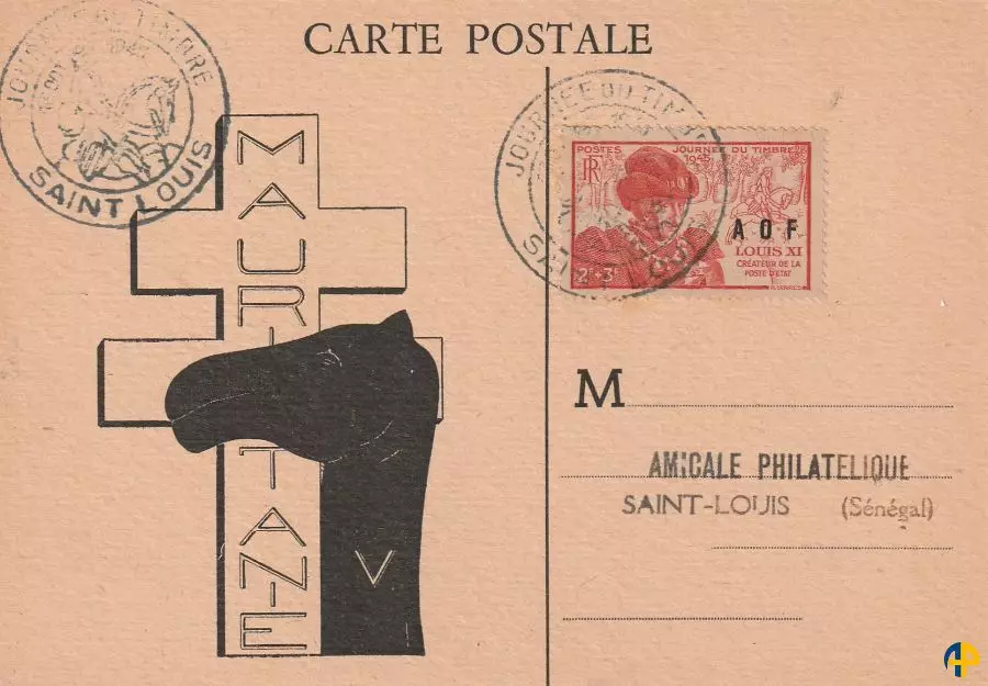 Carte Postale Journée du Timbre AOF de 1946