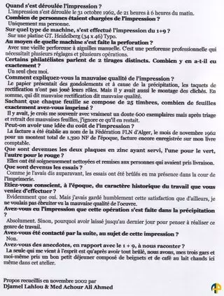 Document relatif au premier timbre algérien après l'indépendance le 363A (1+9)