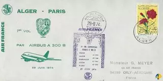 Aérophilatélie - Premier Vol Alger Paris France par AIRBUS A 300 B	