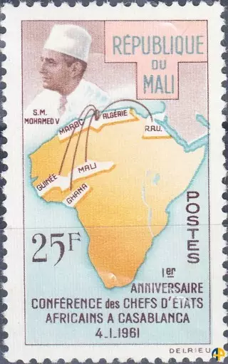 1er anniversaire conférence des chefs d'états africains à Casablanca le 4.1.1961