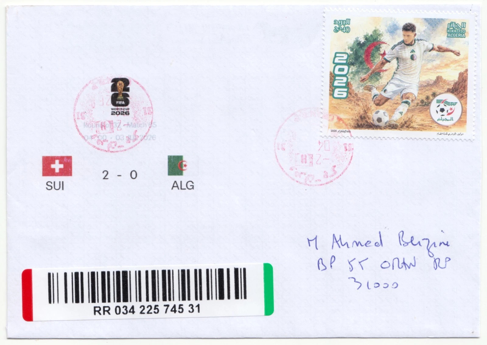 2026 Emission n° 13 - Lettre recommandée Coupe du Monde de football 2026